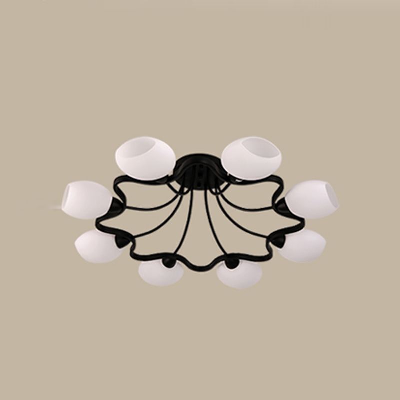 Plafonnier semi-encastré en verre, plafonnier traditionnel pour salon, noir