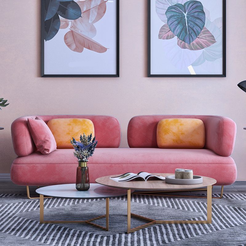 Scandinavian Solid Color Velvet Sofa 31.49" Wide Tuxedo Arm Sofa