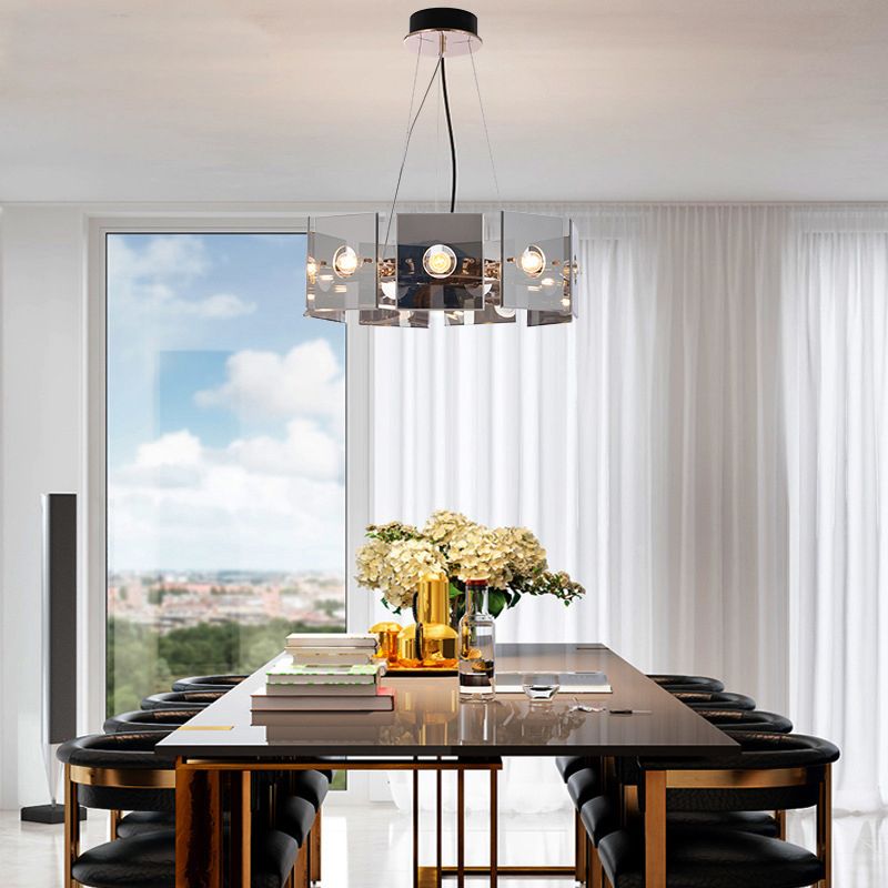 Lampada del lampadario a tamburo ultra-moderno lampada a sospensione di vetro con cavo sospeso per camera da letto