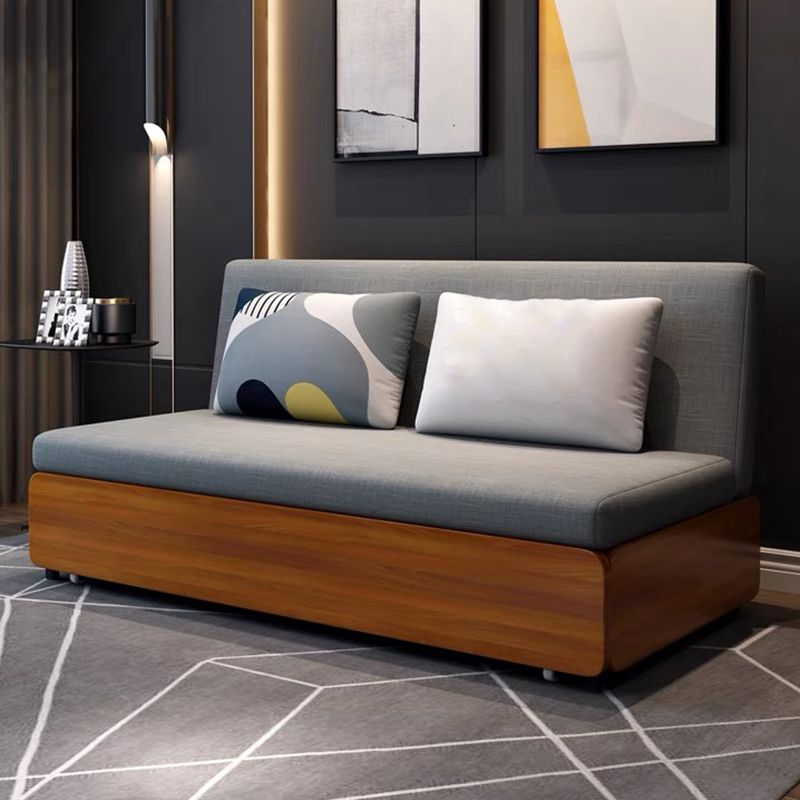 Modern and Contemporary Wood Fabric Mattress Upholstered No Theme Bed