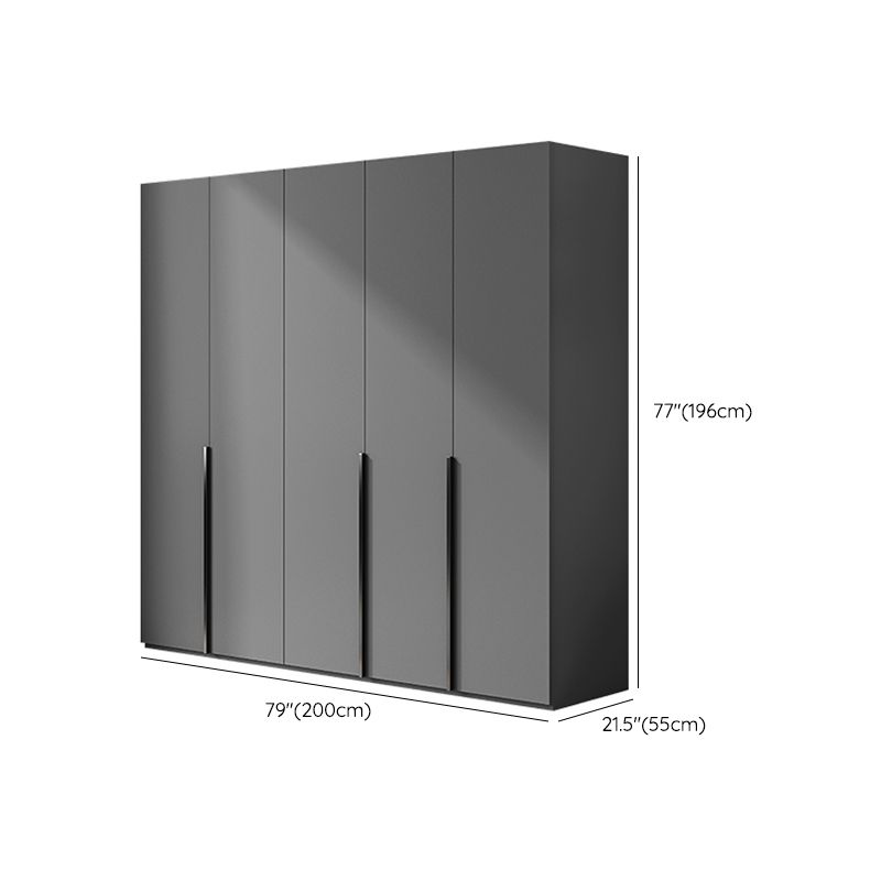 Contemporary Grey Storage Cabinet with Garment Rod Hinged Door Cabinet for Bedroom