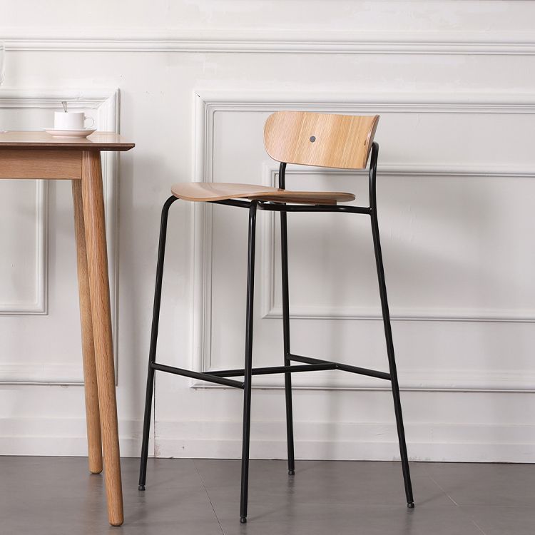 Modern Style Low Back Bar-stool Wooden Bar Stool with Metal Legs