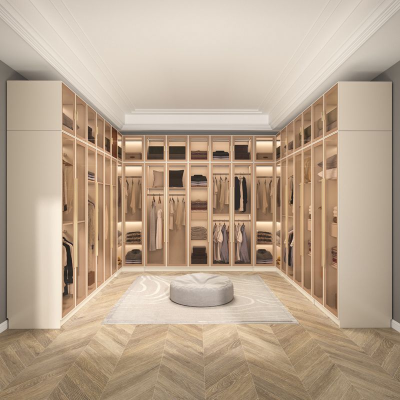 Contemporary Style Wardrobe Glass Wardrobe Closet With Shelves