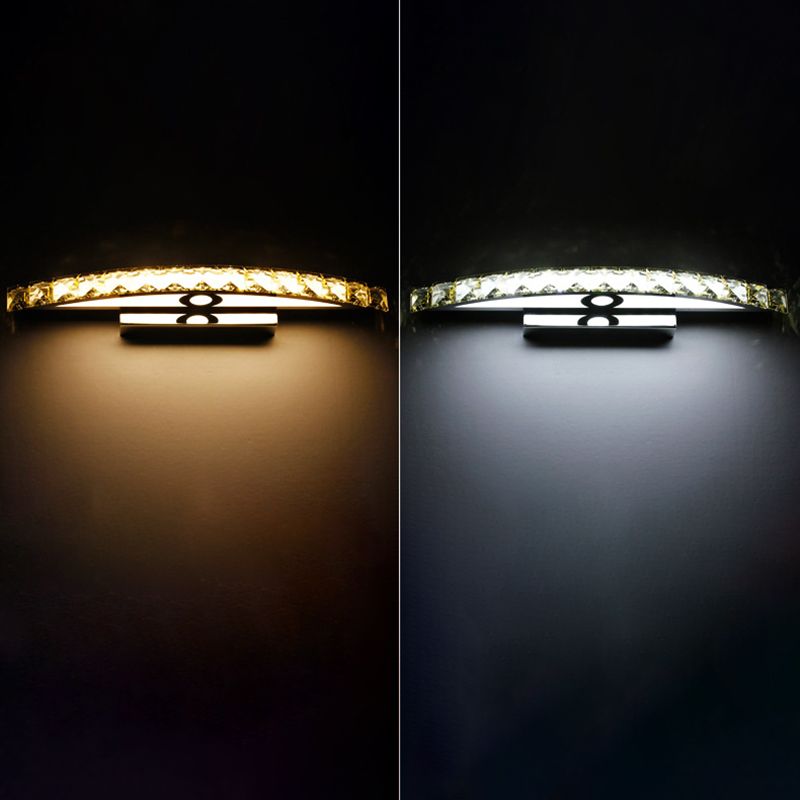 Fixage d'éclairage de vanité en cristal moderne Forme d'arc K9 CRISTAL BOOR Vanité Sconce