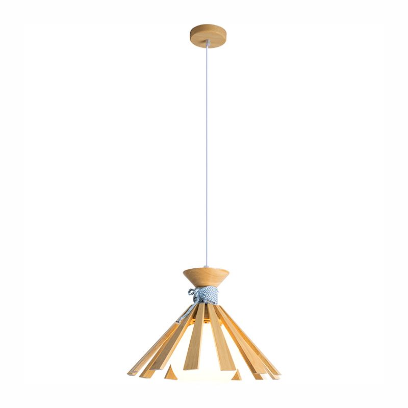 Minimaliste moderne à la lampe suspendue à la lampe en bois de bois avec une teinte en verre