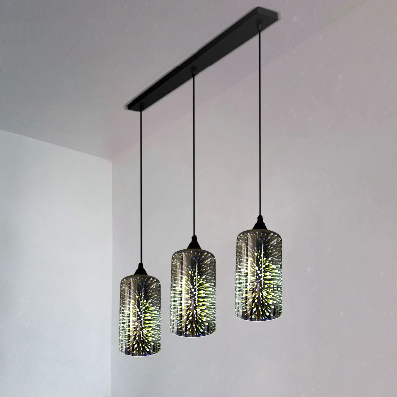 Ristorante geometrico Multi Light Cioncant 3D Glass Modern Style Impiccagione in nero in nero
