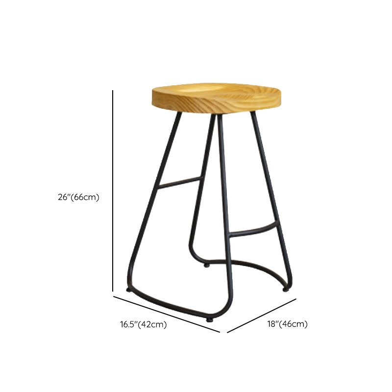 Modern Armless Backless Counter Stool Iron Bar Stool with Pedal for Milk Tea Shop