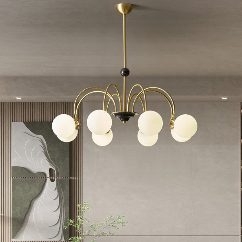 Spherical Shape Chandelier Light Modern Style Glass Multi Light Hanging Light for Bedroom