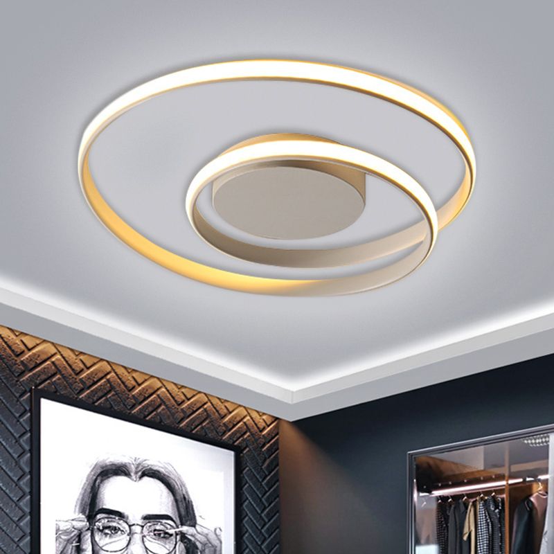 Plafonnier circulaire noir/blanc contemporain de 18"/23,5" de large à LED en métal avec lumière chaude/blanche