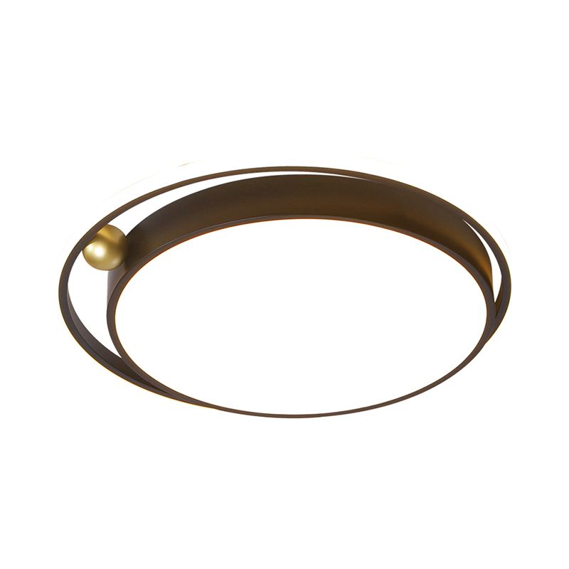 Round Acrylic Flush Light Fixture Nordic 16"/19.5" Wide LED Black Flush Mount Lamp for Bedroom