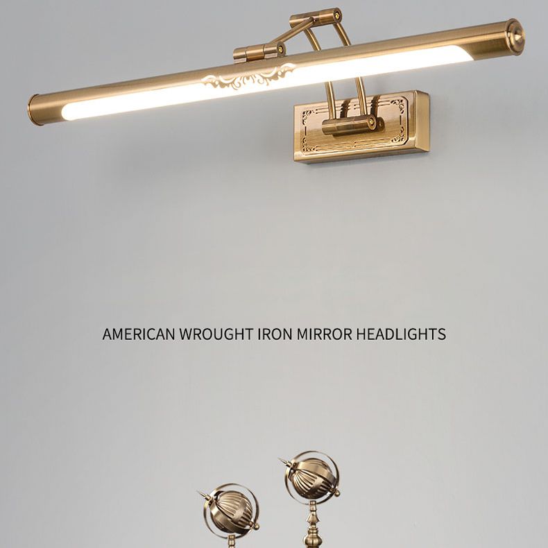 Brass LED Wall Lamp in Traditional Classic Style Electroplate Iron Wall Light with Acrylic Shade