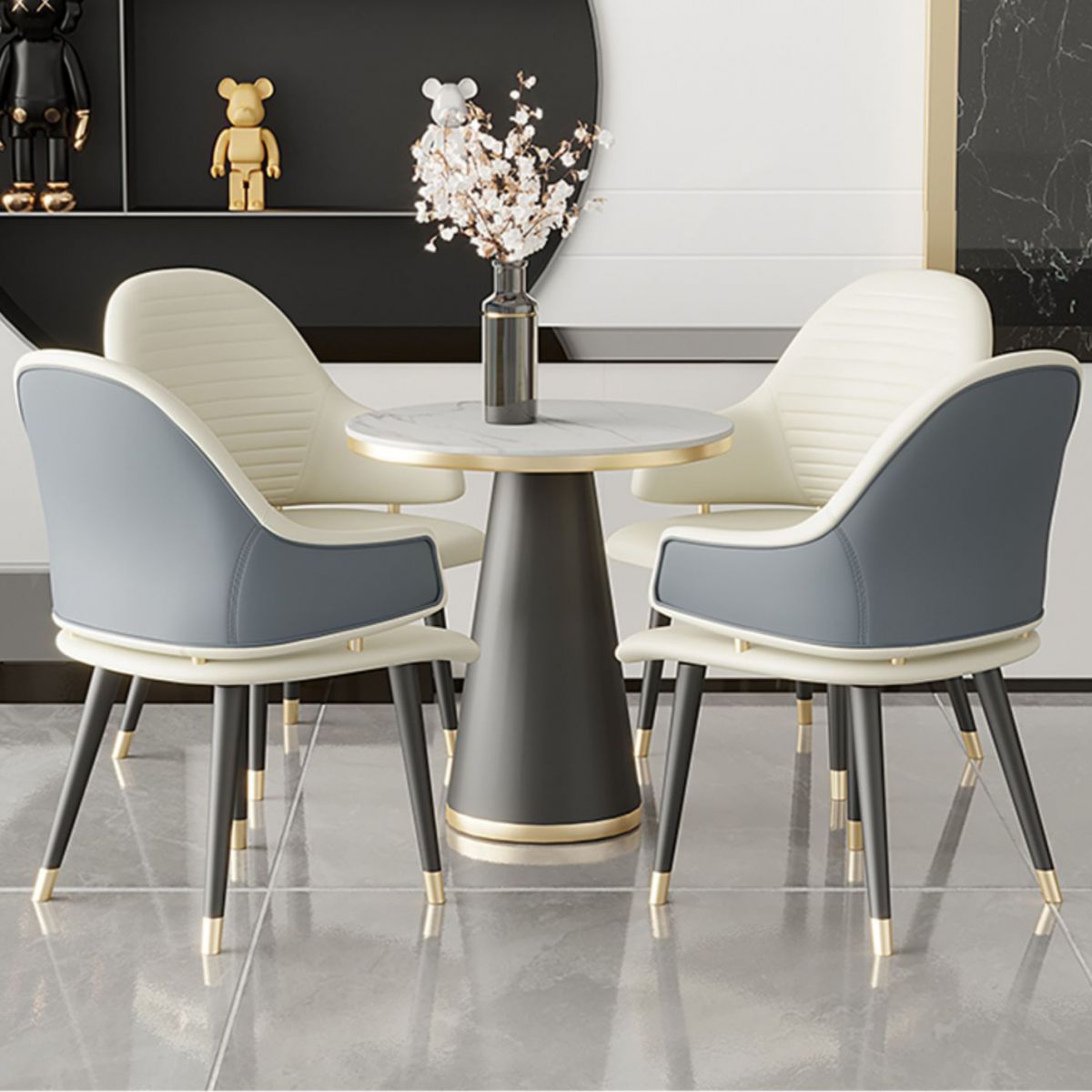 Glam Style 1/5 Pieces Dining Set Sintered Stone Dining Table Set for Home Use
