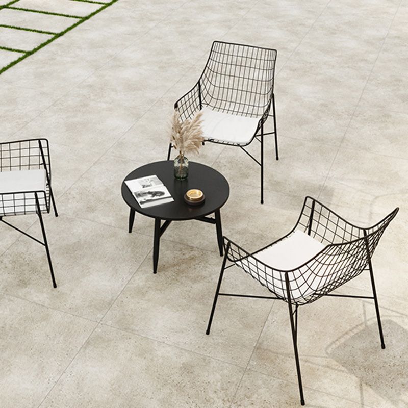 Iron Dining Side Chair with Water Repellent Finish Cushion Modern Dining Side Chair