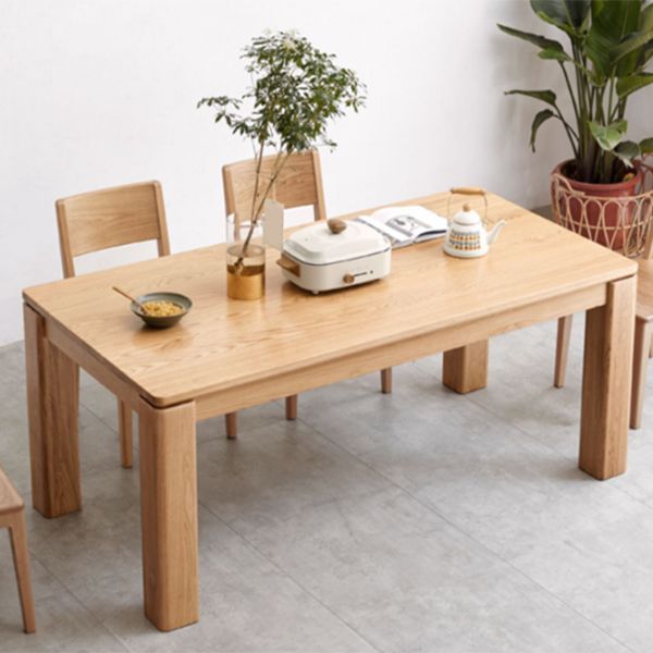 Rectangle 4 Legs Dining Table Solid Wood Dining Table in Natural and Walnut