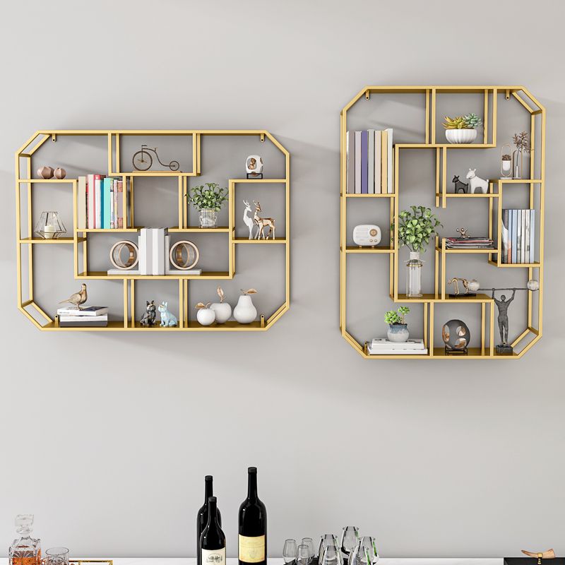 Industrial Iron Bookshelf Wall Mounted Bookshelf for Office and Family Living Room