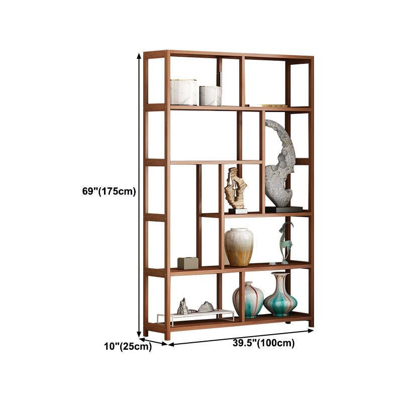 Etagere Shelf Bookcase Brown Vertical Bookshelf for Home Office