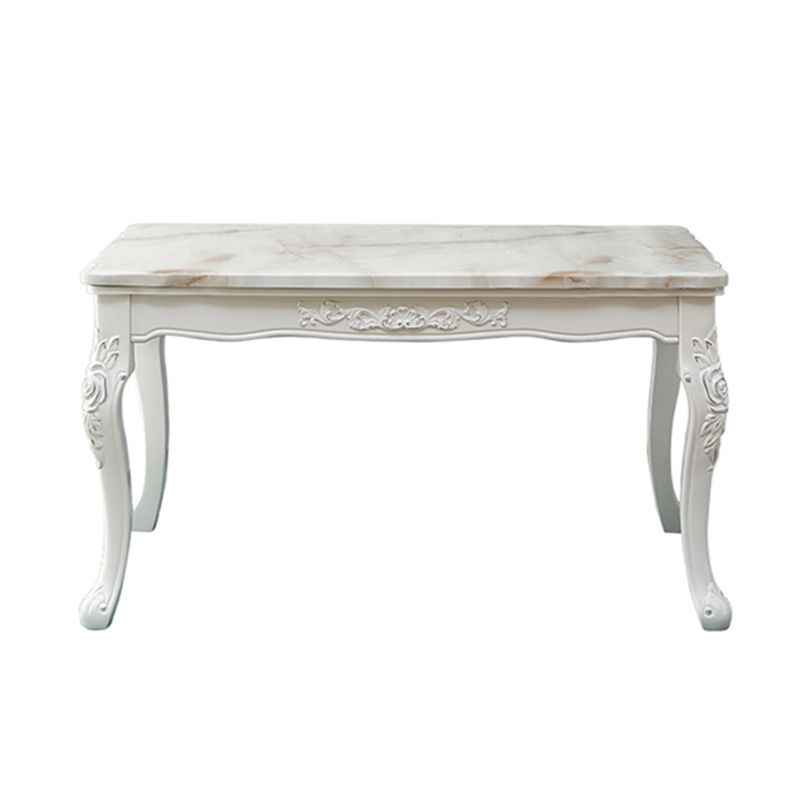 Vitoria Rectangle Shape Marble Table White Standard Dining Table for Kitchen