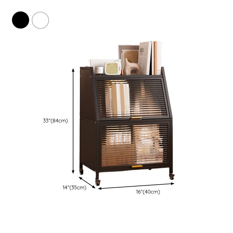 Closed Back Steel Bookcase Standard Glam Bookshelf with Doors