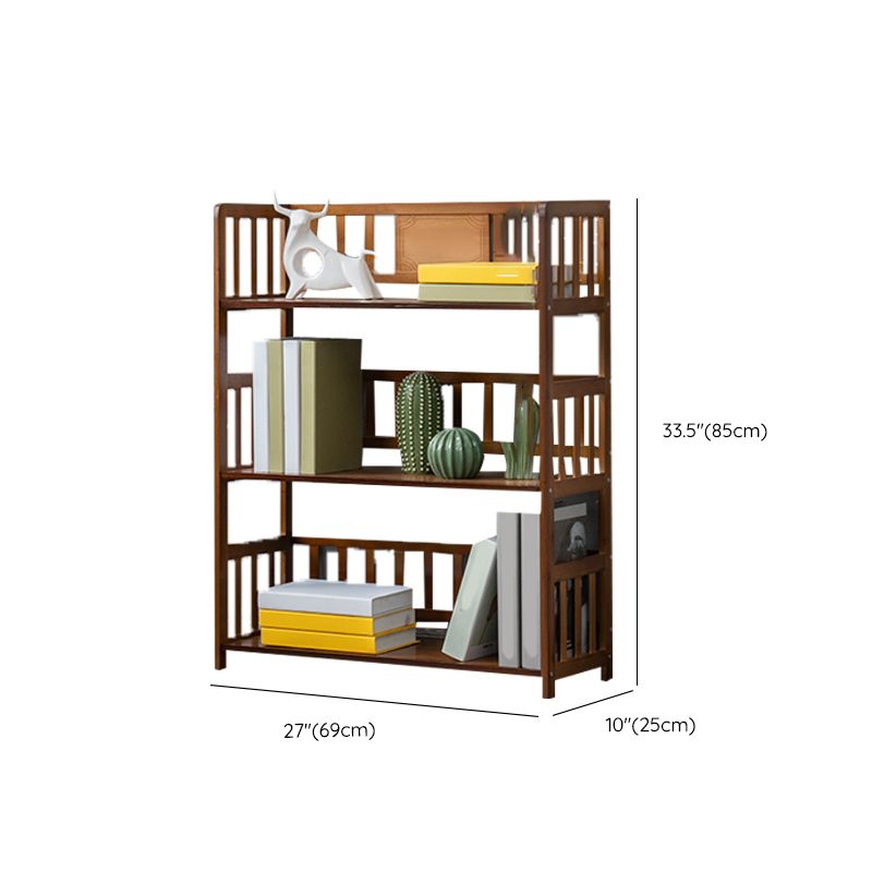 Contemporary Open Back Bookshelf Standard Bamboo Bookcase for Home Office