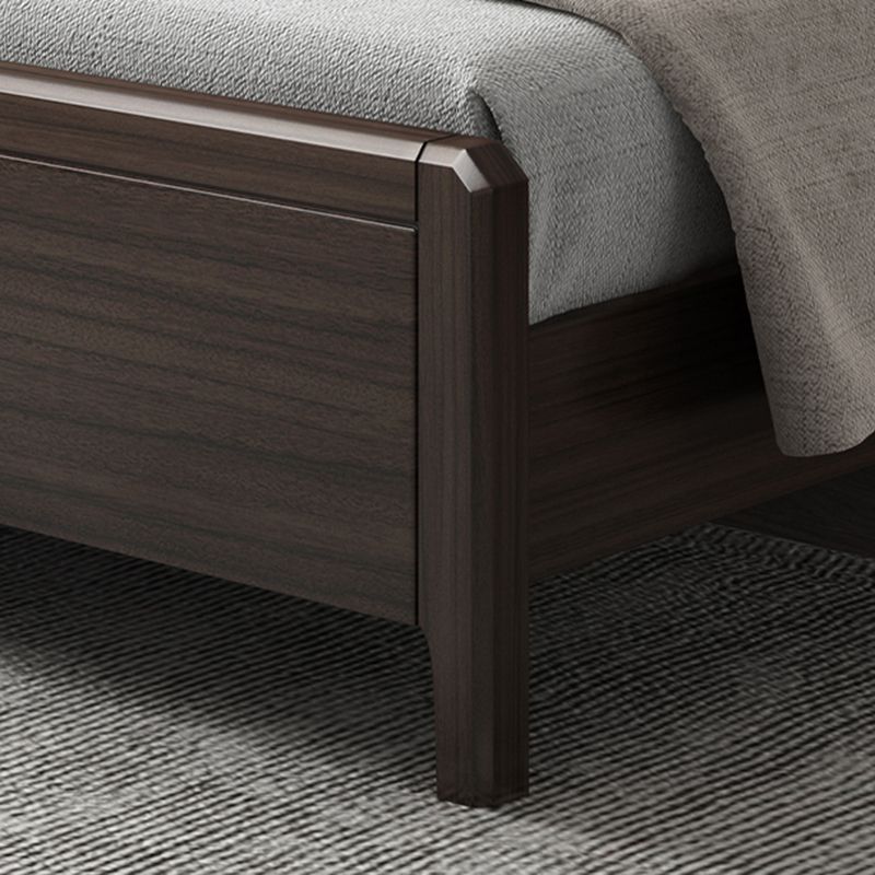 Mid-century Wood Walnut Bed Frame 85-In D Panel Bed Frame in Brown