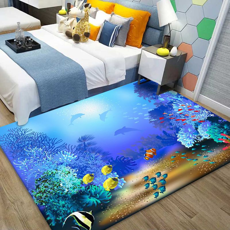 Blauw modern tapijt mengen: