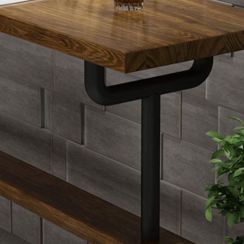 Industrial Wood Bar Table Trestle Base Dining Table for Kitchen Living Room