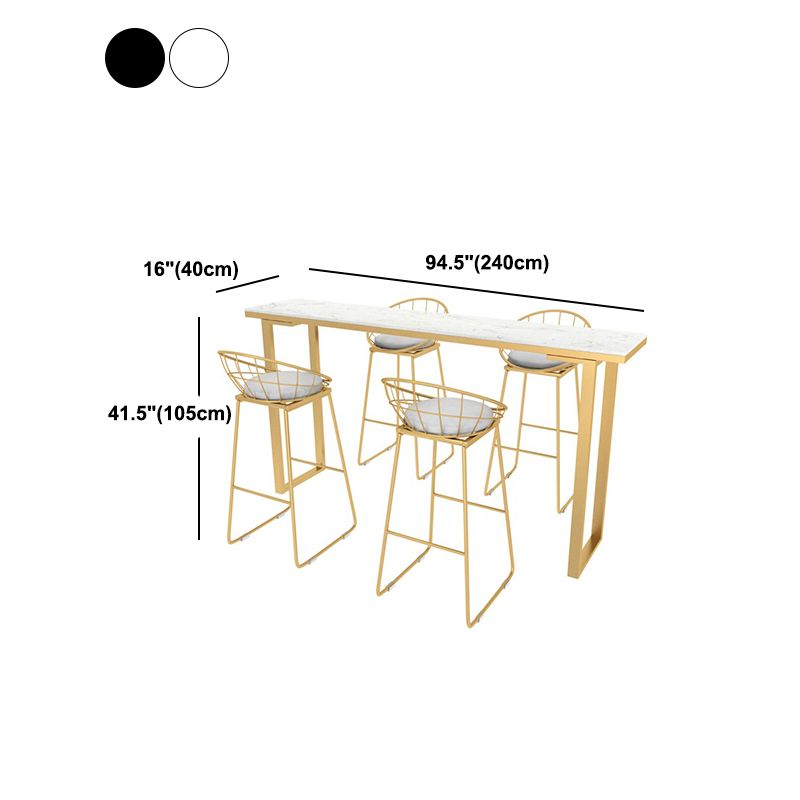 Stone Top Bar Counter Rectangle Contemporary Bar Counter with Sled Base