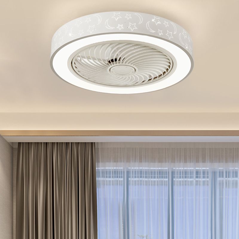 Unsichtbarer, trommelförmiger Lüfterlicht Kit Nordische Acryl weiße LED Semi Flush Light für Schlafzimmer