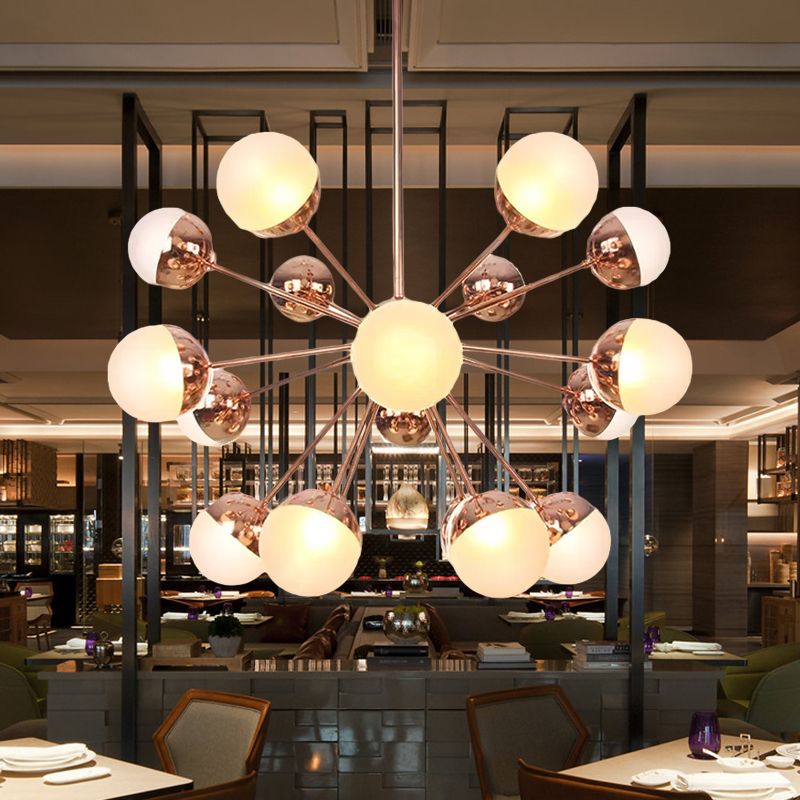 Semi-encastré Globe pour salle à manger, verre blanc/transparent/gris fumée, 9/12/15 lumières, luminaire semi-encastré contemporain en cuivre/chrome/or