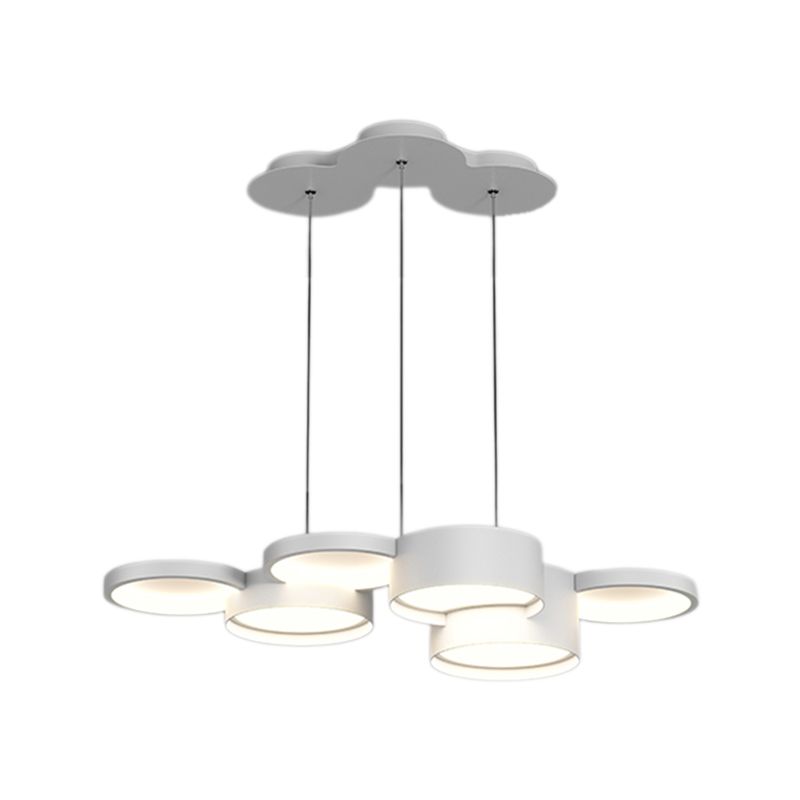 White Island Lamp Modern LED Island Hanging Light with Acrylic Shade for Bedroom