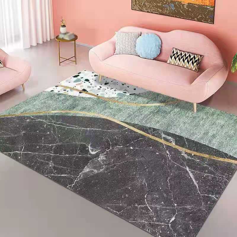 Pink Geometry Pattern Rug Polyester Simple Rug Washable Rug for Living Room