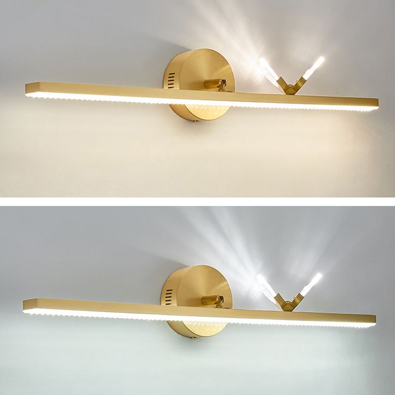 Modern American Style Linear Vanity Wall Light Fixtures Copper 3 Lights Wall Mounted Vanity Lights for Bathroom