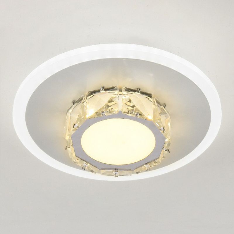 Plafonnier encastré de forme géométrique contemporaine, luminaire LED pour couloir en cristal