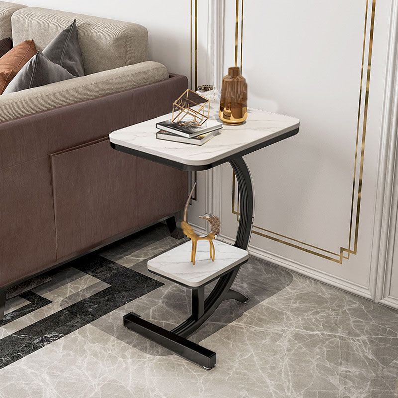 Minimalist Abstract End Table Rectangular Side Table with Storage