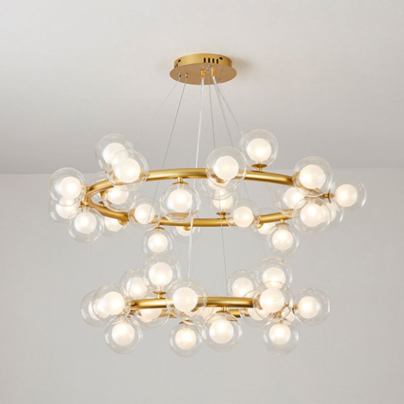 Suspension en verre transparent et givré lustre minimaliste pour le salon