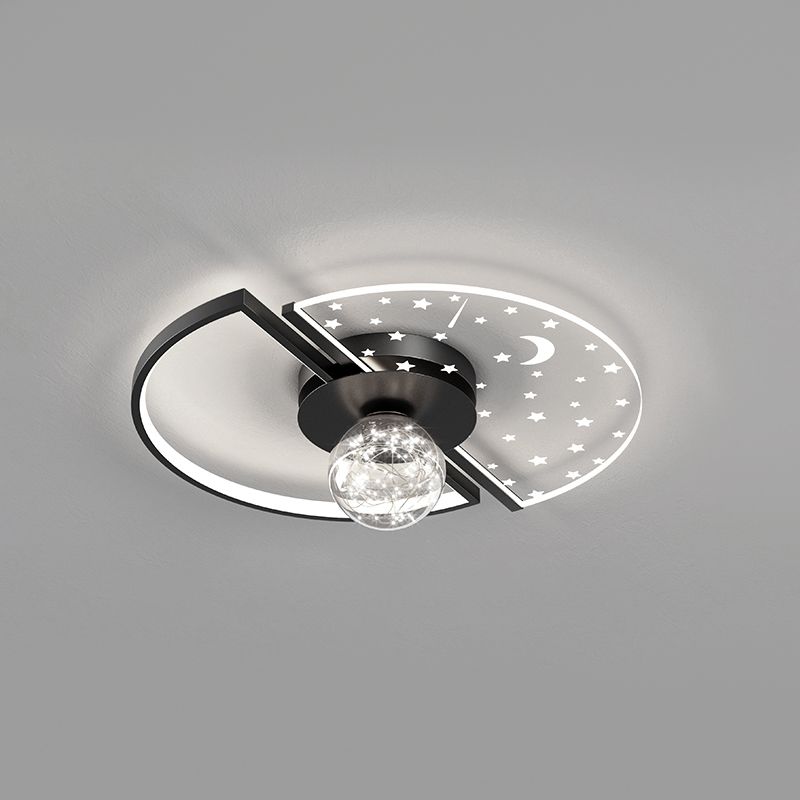 Metal Round Shape Flush Ceiling Light Modern Style 3 Lights Flush Ceiling Light Fixtures