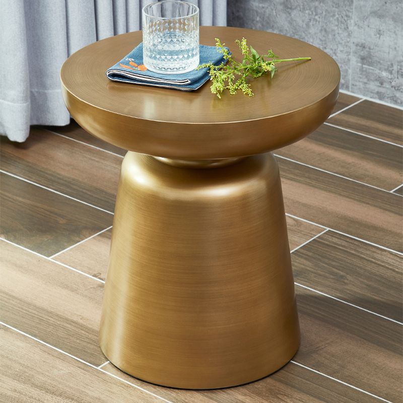 Mid-Century Modern Round Top Coffee Table 16.92"H Iron Pedestal Cocktail Table