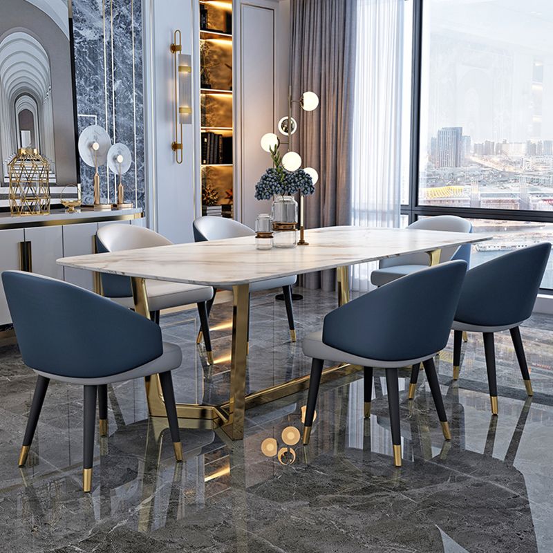 Tono blanco de piedra sinterizada mesa de comedor glam Mesa base para el comedor para comedor