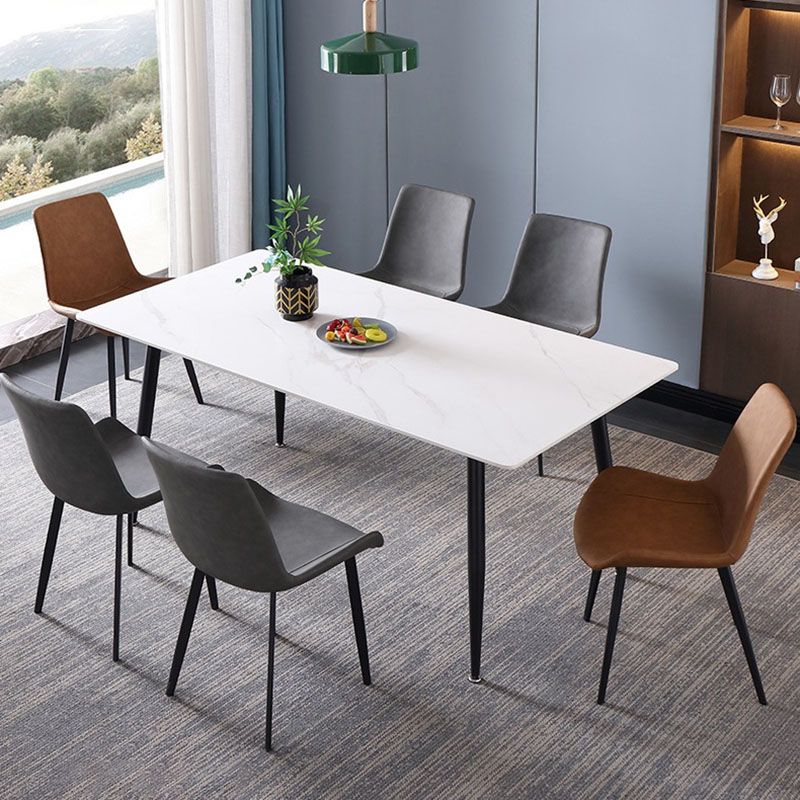 Black Metal Frame Industrial Rectangle Dining Table Sintered Stone Table for Home