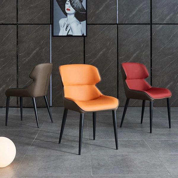 Faux Leather and Metal Armless Dining Chairs Modern Side Chair