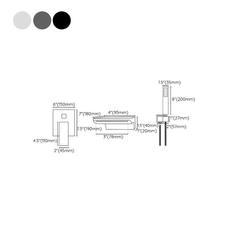 Modern Wall Mounted Metal Tub Filler Single Handle Bathroom Faucet