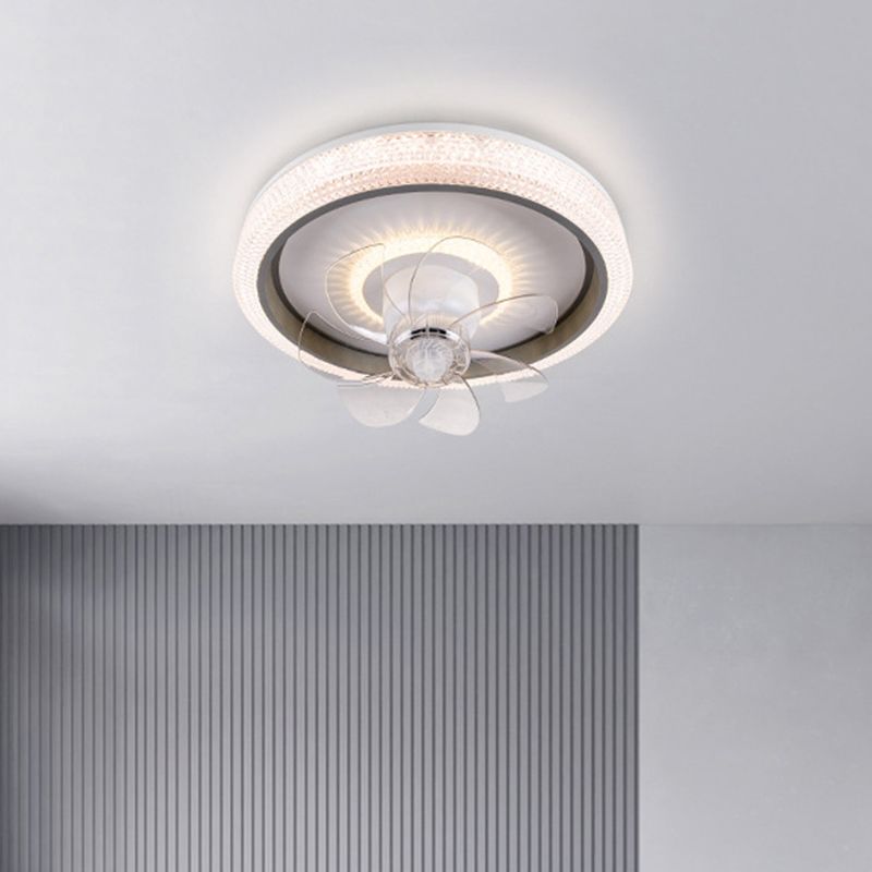 Round LED Ceiling Fan Light 1-Light Ceiling Mount Lamp with Acrylic Shade for Living Room