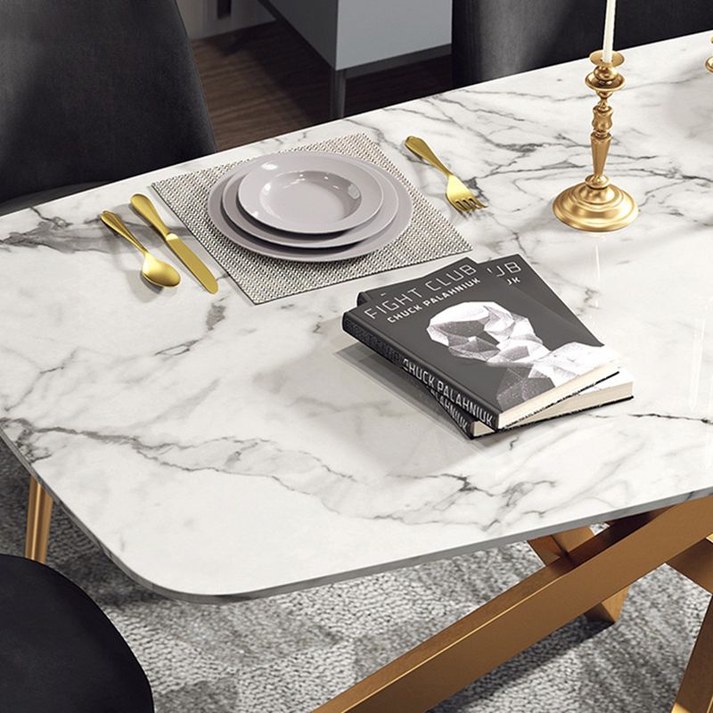 Glam White Stone Dining Set Furniture 1/5 Pieces Dining Furniture for Home