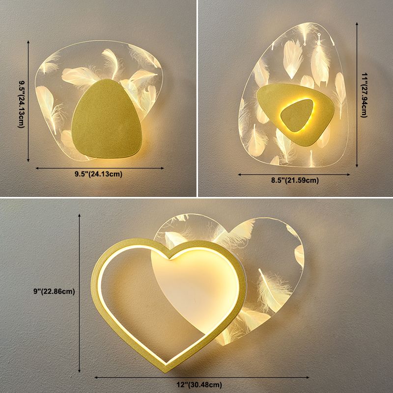 Iluminación de pared de plumas geométrica de pared de pared LED nórdica con sombra acrílica