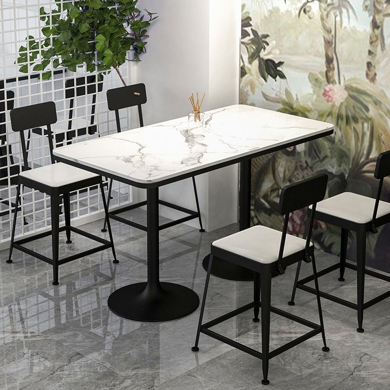 Modern Stone and Metal Dinette Set 1/2/5 Pieces White Table Set for Coffee Shop