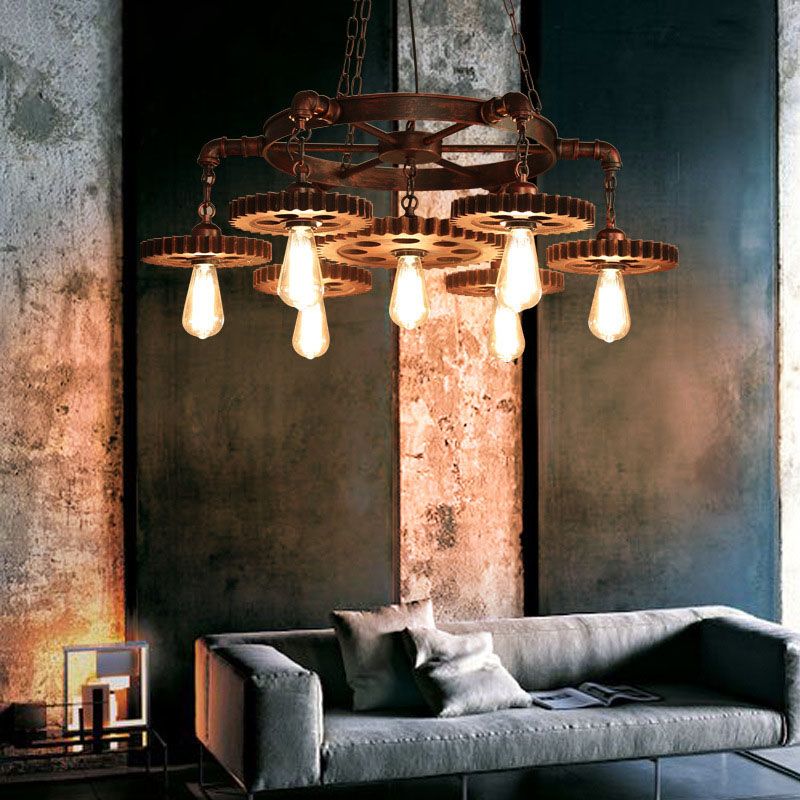 Bronze Antique suspension du lustre en fer forgé de barreaux de lustre