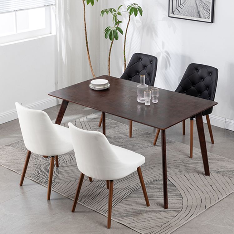Modern PU Leather Dining Chairs Parsons Furniture with Wood Legs in Matte Finish for Home
