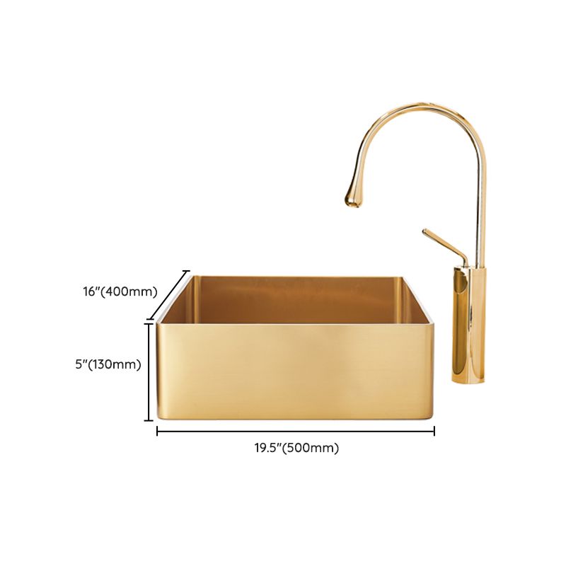 Contemporary Bathroom Sink Metal Rectangular Trough Sink with Pop-Up Drain