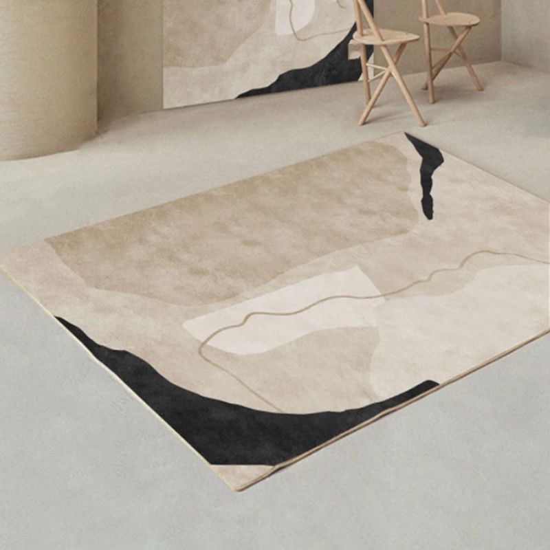 Apricot Tone Casual Rug Polyester Carpet Abstract Lines Indoor Rug Non-Slip Backing for Living Room