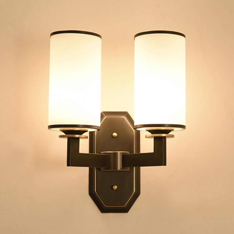 Cylinder Shape Glass Vanity Lamp Modern Style 1/2 Light Vanity Light Fixture